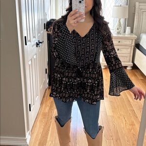 Boho bell sleeve top